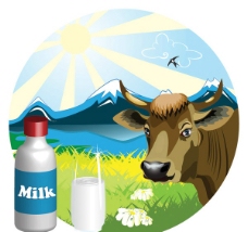 雪山牛奶主题矢量素材图片