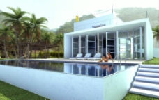 室外模型室外游泳池3D模型图片