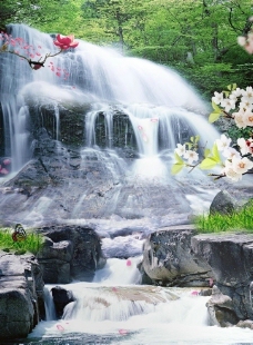 瀑布 山水 风景图片
