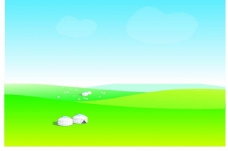 蓝天白云草地蓝天草原绿地蒙古包羊群图片
