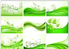 绿色叶子清新绿色花纹背景图片