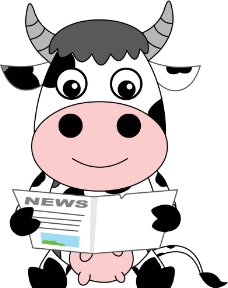 可爱奶牛看报纸图片