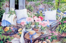 油画 温馨花园图片