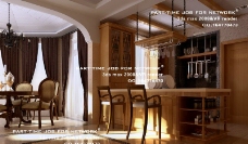 欧式吧台餐厅橱柜3dsmax室内设计模型vray带全部贴图图片