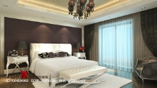 白色欧式卧室3dsmax室内设计模型vray带全部贴图图片