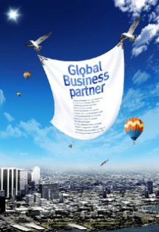 商业合作全球业务合作伙伴商业布标图片