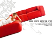 外国沙发居家休闲沙发国外美女广告图片