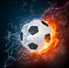 水火中的足球火焰水滴水珠